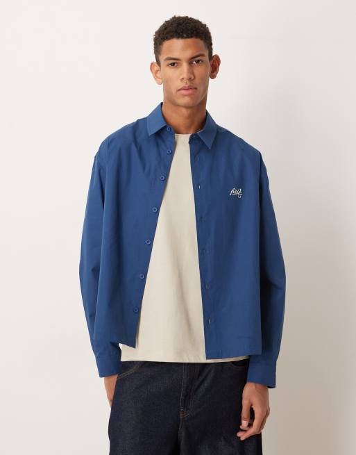 ASOS DESIGN – Niebieska koszula oversize o pudełkowym kroju z napisem, 3 z 5