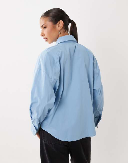 ASOS DESIGN – Niebieska koszula oversize z krawatem, 4 z 4