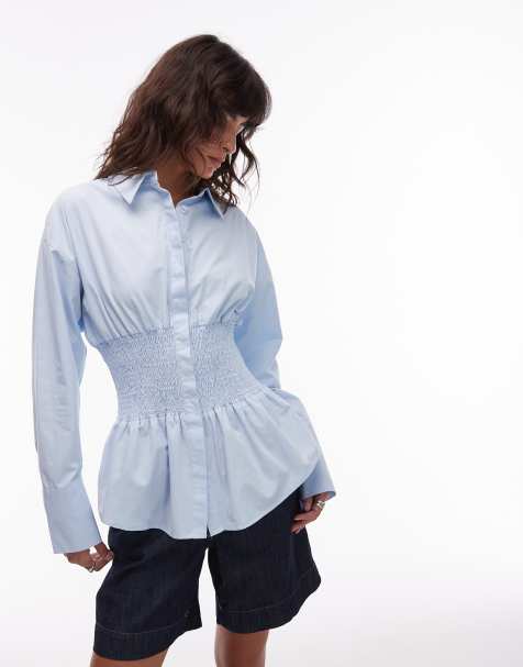 ASOS DESIGN – Niebieska koszula z marszczeniem w talii - view 1