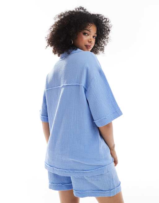 ASOS DESIGN – Niebieska koszula z muślinu, część zestawu, 3 z 4