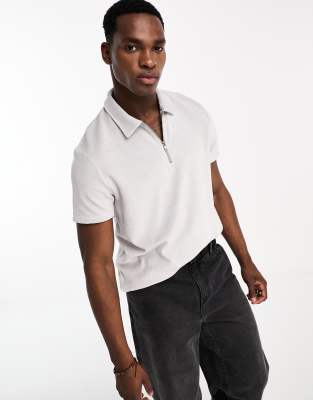 ASOS DESIGN – Niebieska koszulka polo z matowego weluru