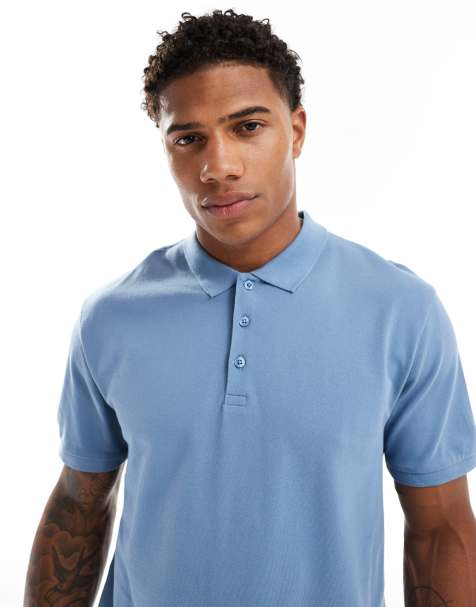ASOS DESIGN – Niebieska koszulka polo z piki - view 1