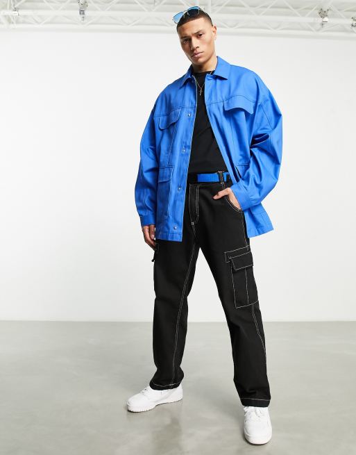 ASOS DESIGN – Niebieska kurtka koszulowa o kroju extreme oversize
