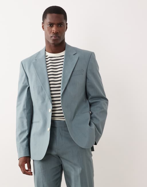 ASOS DESIGN – Niebieski garnitur o dopasowanym kroju z imitacji lnu ze 100% bawełny, 2 z 3