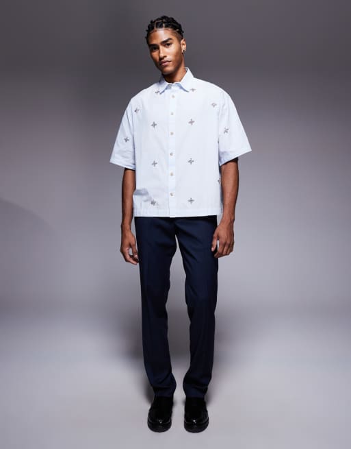 ASOS DESIGN – Niebieska pudełkowa koszula oversize ze zdobieniem, 2 z 5
