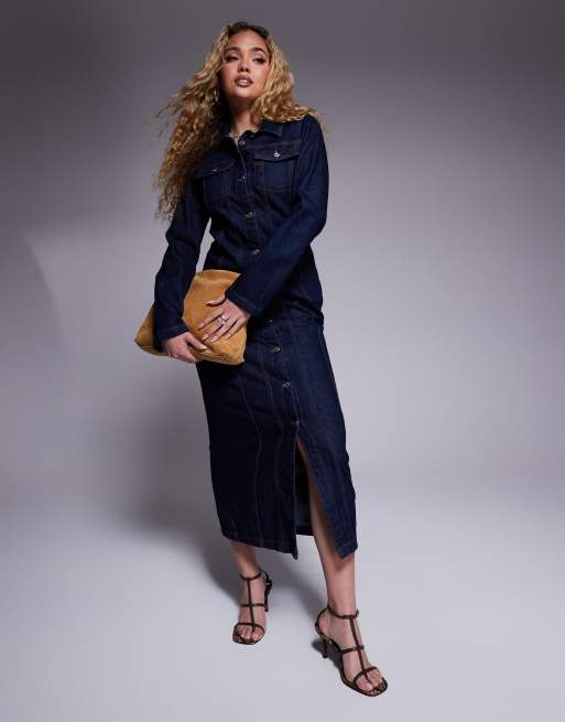 ASOS DESIGN – Niebieska sukienka koszulowa z kołnierzem