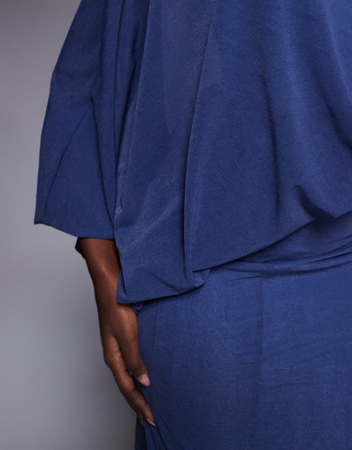 ASOS DESIGN – Niebieska sukienka maxi z drapowaną górą, 4 z 4