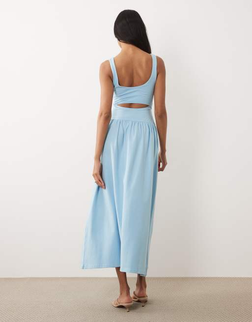 ASOS DESIGN – Niebieska sukienka midaxi z wycięciem, 4 z 4