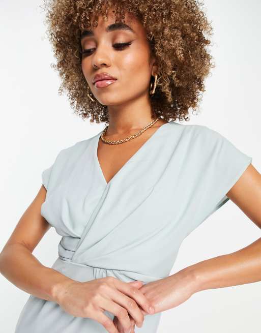 ASOS DESIGN – Niebieska sukienka midi ze skręconym drapowanym przodem, 3 z 4