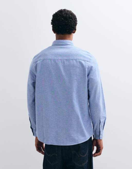 ASOS DESIGN – Niebieska szczotkowana koszula oxford o regularnym kroju, 4 z 5