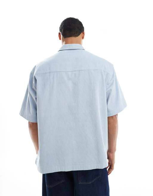 ASOS DESIGN – Niebieska sztruksowa koszula oversize z naszywką, 3 z 5