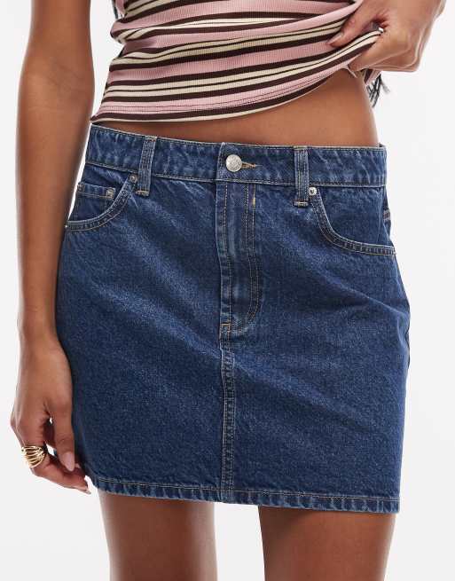 ASOS DESIGN – Niebieska, trapezowa spódnica mini z wysokim stanem, 4 z 5