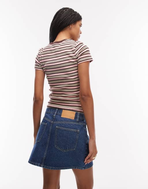 ASOS DESIGN – Niebieska, trapezowa spódnica mini z wysokim stanem, 5 z 5