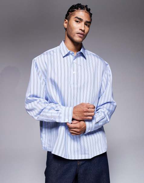 ASOS DESIGN oversized overhead poplin shirt in blue