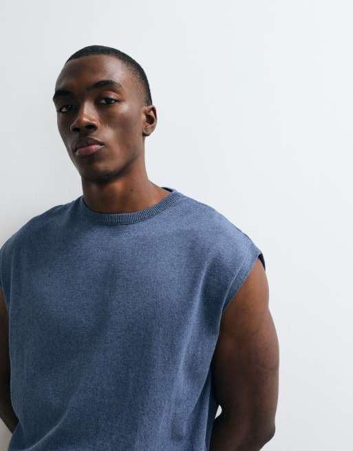 ASOS DESIGN – Niebieski dzianinowy podkoszulek oversize z okrągłym dekoltem, 3 z 5