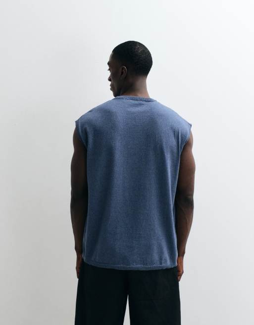ASOS DESIGN – Niebieski dzianinowy podkoszulek oversize z okrągłym dekoltem, 5 z 5