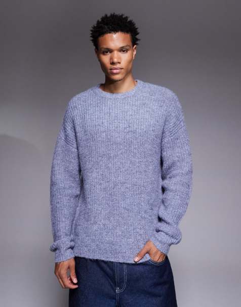 ASOS DESIGN – Niebieski dzianinowy sweter o luźnym kroju z okrągłym dekoltem - view 1