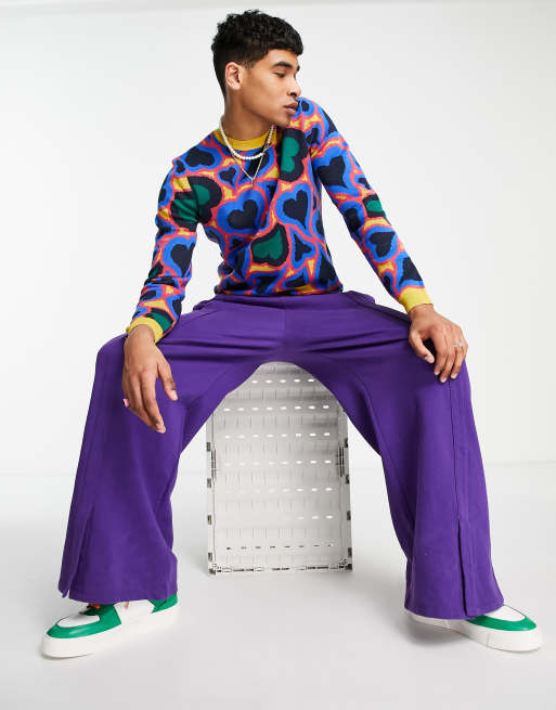 ASOS DESIGN – Niebieski dzianinowy sweter z żakardowym wzorem na całości o kroju podkreślającym sylwetkę