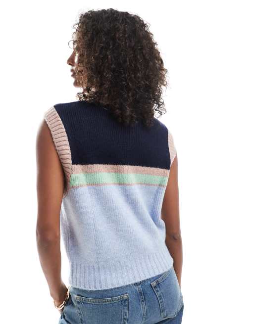 ASOS DESIGN – Niebieski dzianinowy top bez rękawów w paski, 3 z 4