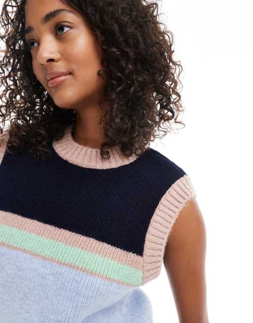 ASOS DESIGN – Niebieski dzianinowy top bez rękawów w paski, 4 z 4
