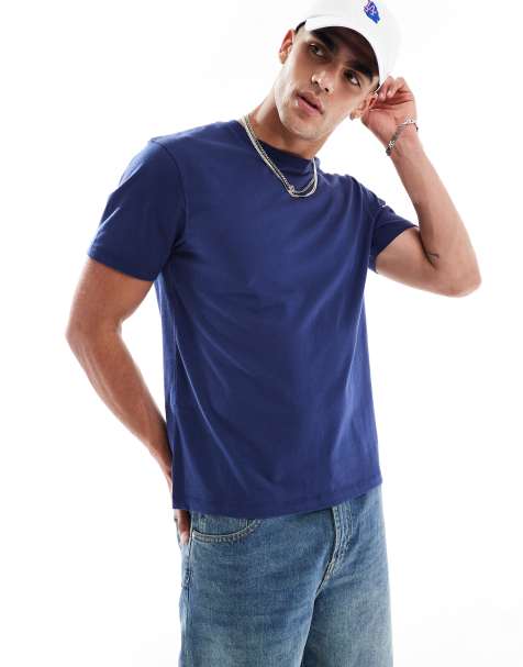 ASOS DESIGN heavyweight t-shirt with crew neck in blue 