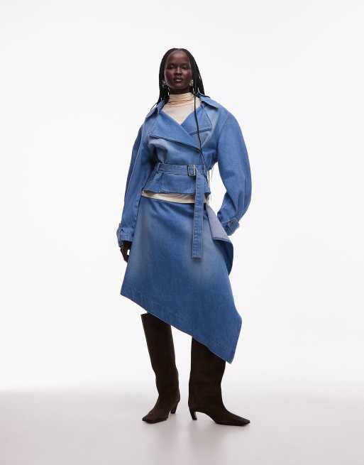 ASOS DESIGN – Niebieski jeansowy trencz oversize o krótkim fasonie, 2 z 4