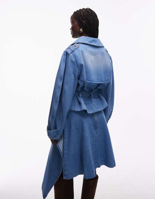 ASOS DESIGN – Niebieski jeansowy trencz oversize o krótkim fasonie, 4 z 4
