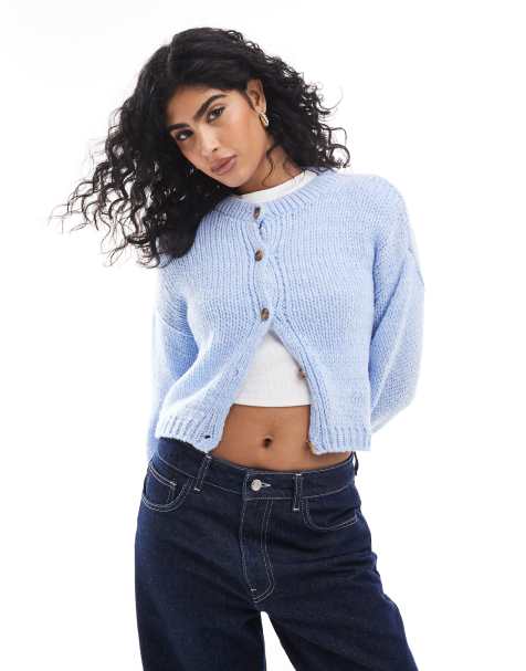 ASOS DESIGN – Niebieski kardigan z dzianiny o luźnym splocie z okrągłym dekoltem - view 1