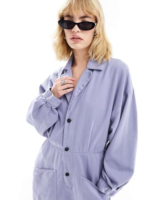 ASOS DESIGN – Niebieski kombinezon z kołnierzem i guzikami na nogawkach, 2 z 4