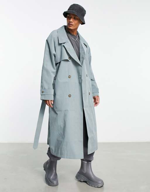 ASOS DESIGN – Niebieski przeciwdeszczowy prochowiec oversize