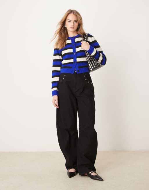 ASOS DESIGN – Niebieski pudełkowy kardigan dzianinowy w paski, 2 z 4