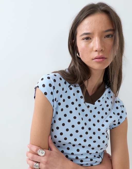 ASOS DESIGN – Niebieski zestaw w groszki: top i krótkie szorty, 3 z 3