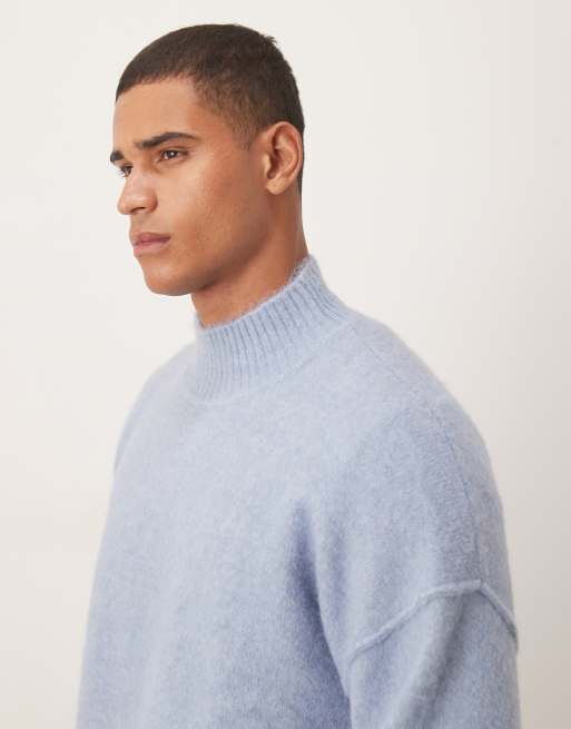 ASOS DESIGN – Niebieski sweter oversize z golfem z dzianiny z domieszką wełny, 3 z 5