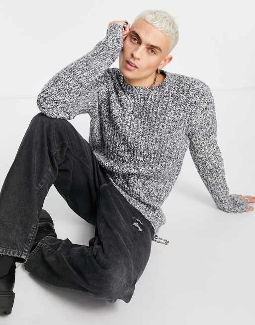 ASOS DESIGN – Niebieski sweter z dzianiny o grubym splocie