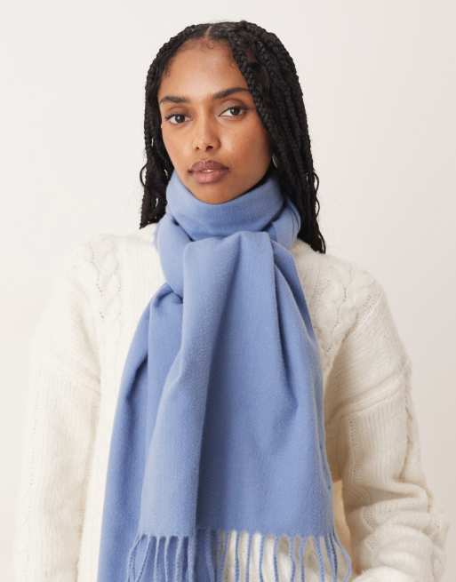 ASOS DESIGN – Niebieski szalik z tkaniny z frędzlami, 2 z 3
