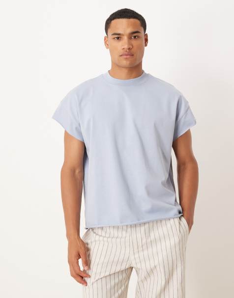 ASOS DESIGN super heavyweight oversized cap sleeve t-shirt in blue 