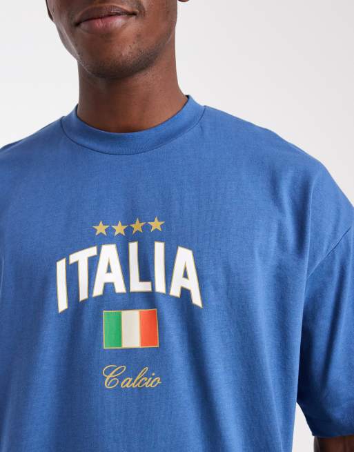 ASOS DESIGN – Niebieski T-shirt oversize z grafiką z napisem „Italia” , 5 z 5