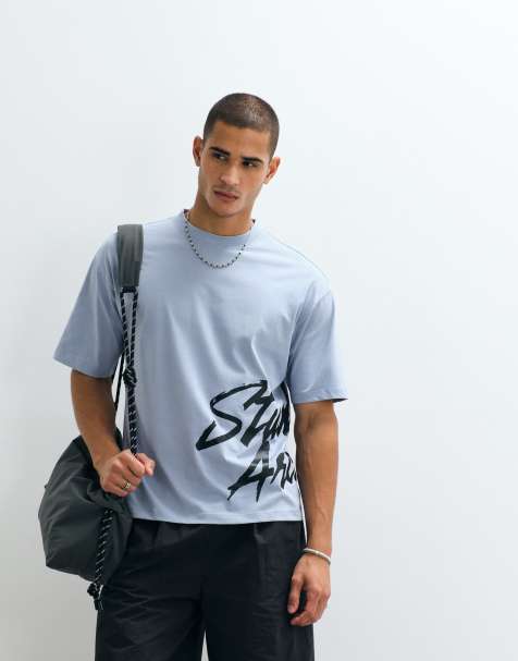 ASOS DESIGN – Niebieski T-shirt oversize z grafiką z tekstem - view 1