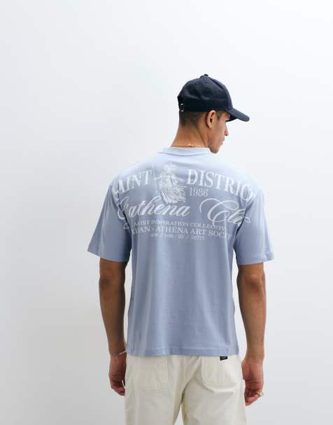 ASOS DESIGN – Niebieski T-shirt oversize z napisem „Athena” - view 1