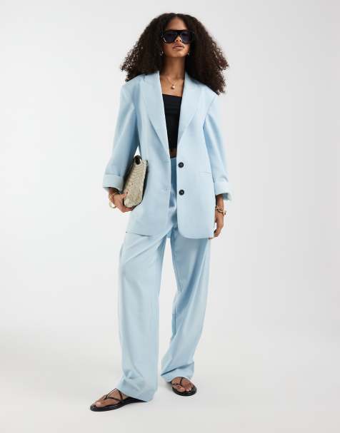 ASOS DESIGN – Niebieski zestaw: zwężane spodnie i marynarka oversize - view 1