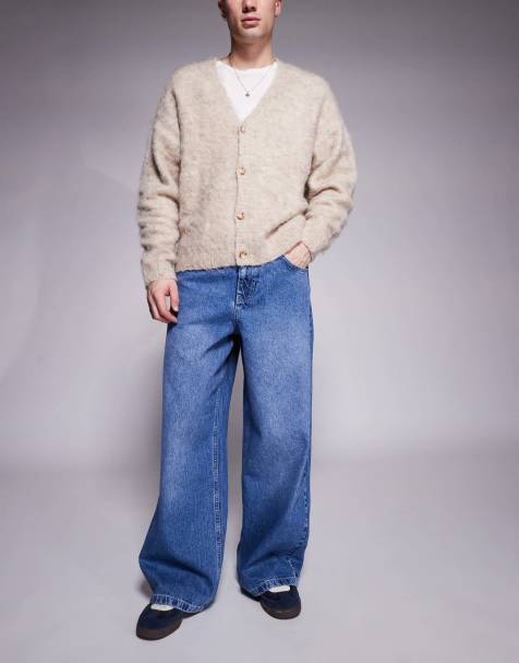 ASOS DESIGN – Niebieskie bardzo luźne jeansy z nadrukiem z tyłu - view 1