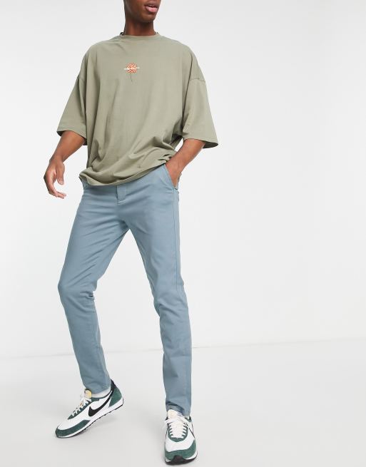 ASOS DESIGN – Niebieskie chinosy o dopasowanym kroju