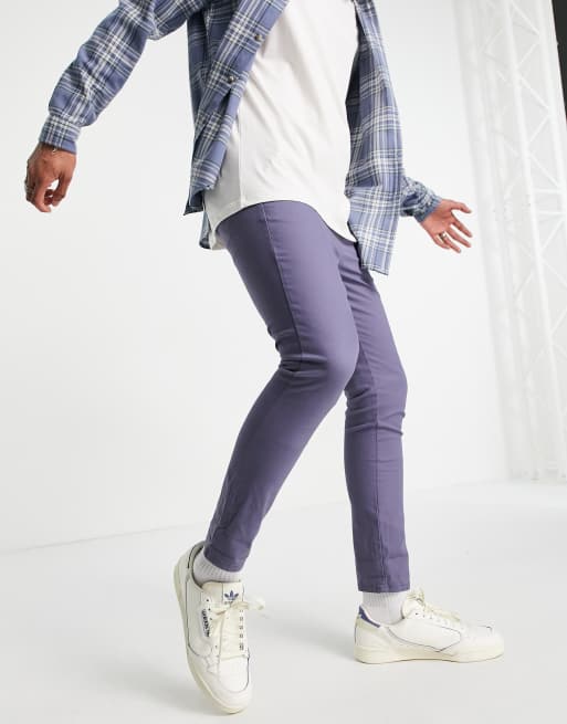 ASOS DESIGN – Niebieskie chinosy o krótszym i bardzo obcisłym kroju