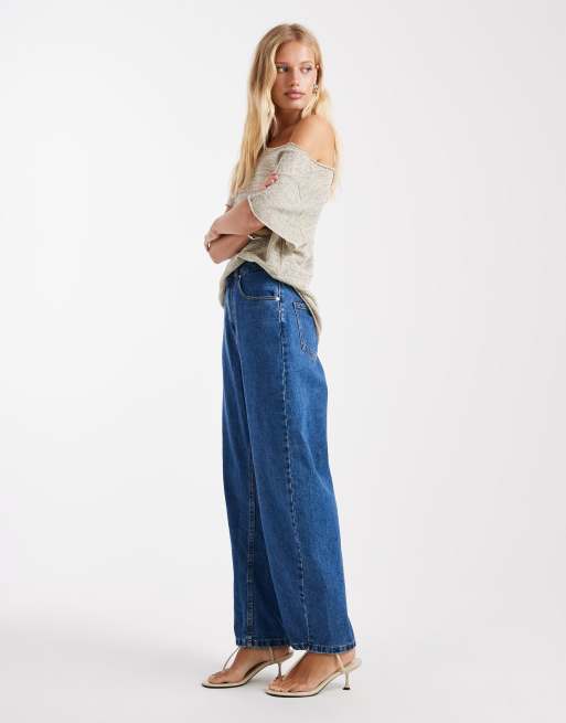 ASOS DESIGN – Niebieskie dopasowane jeansy barrel , 3 z 5