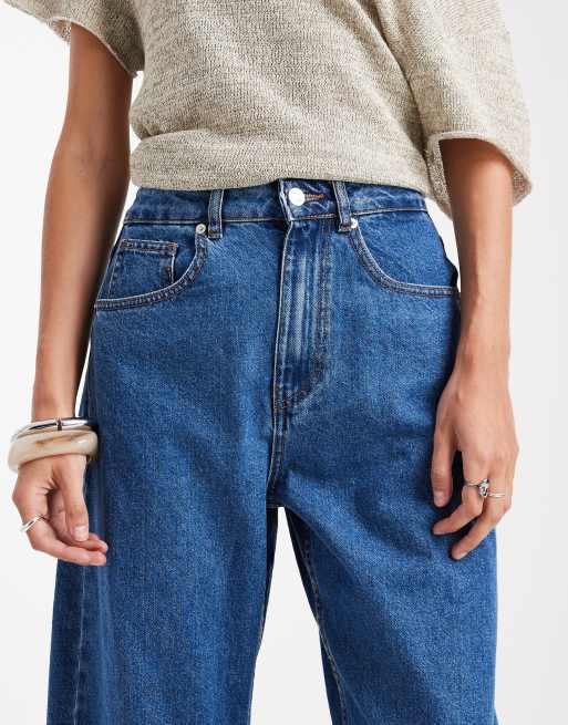 ASOS DESIGN – Niebieskie dopasowane jeansy barrel , 5 z 5
