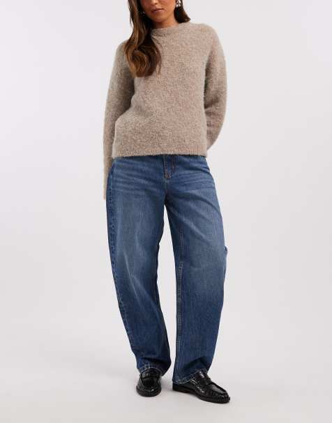 ASOS DESIGN – Niebieskie dopasowane jeansy barrel - view 1