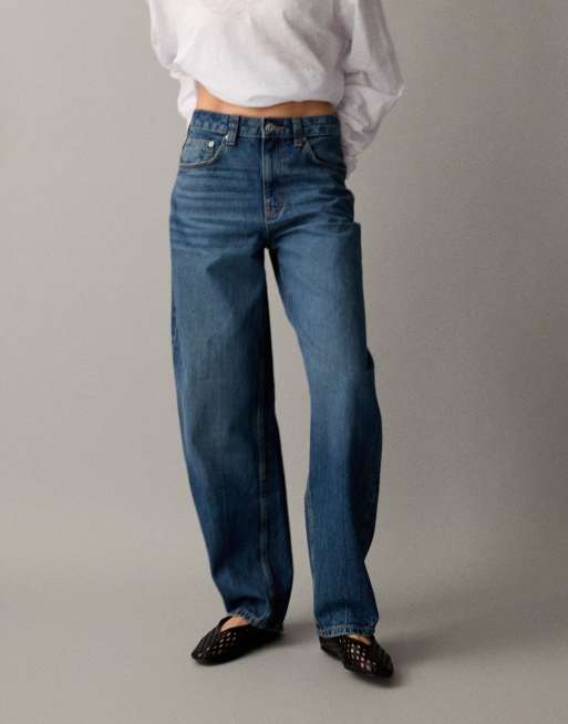 ASOS DESIGN – Niebieskie dopasowane jeansy barrel , 4 z 7
