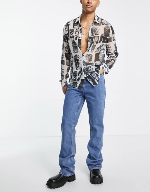 ASOS DESIGN – Niebieskie dopasowane jeansy z rozszerzanymi nogawkami ze stretchem   