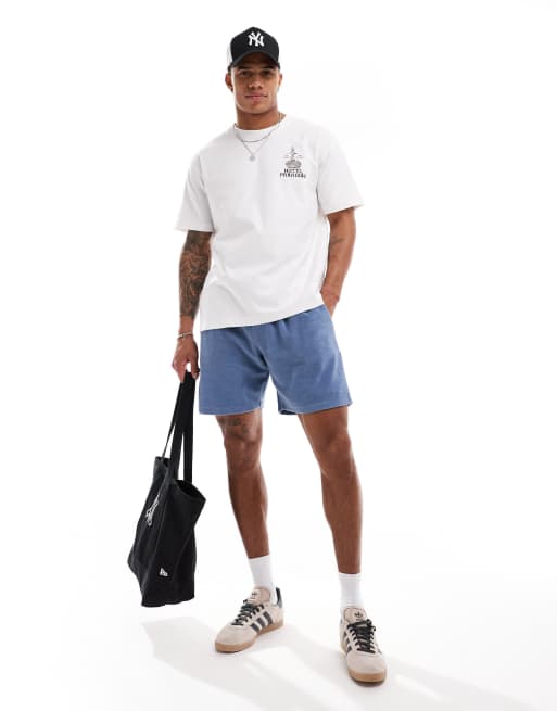 ASOS DESIGN – Niebieskie dopasowane szorty z materiału frotté