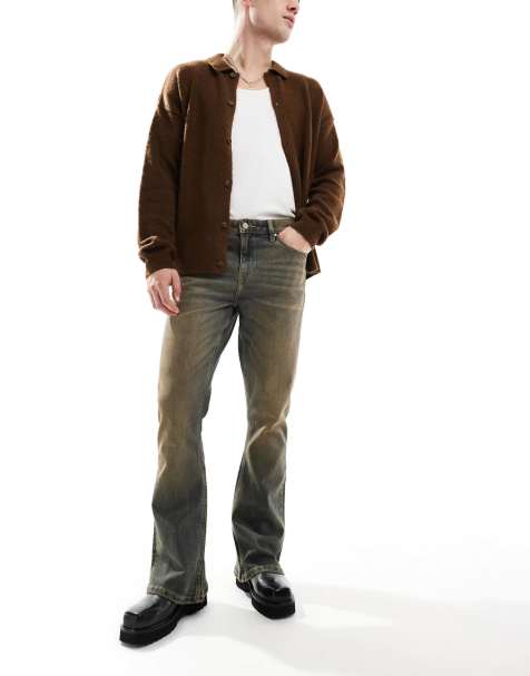 ASOS DESIGN – Niebieskie dzwony jeansowe z przebarwieniami - view 1